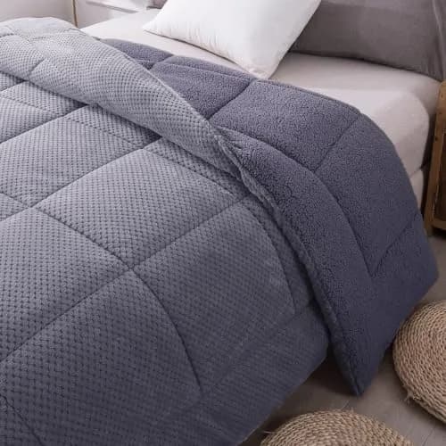 KASENTEX King Size Comforter | Reversible Sherpa & Plush Fleece | 104 x 90 in | OEKO-TEX Certified thumbnail 9