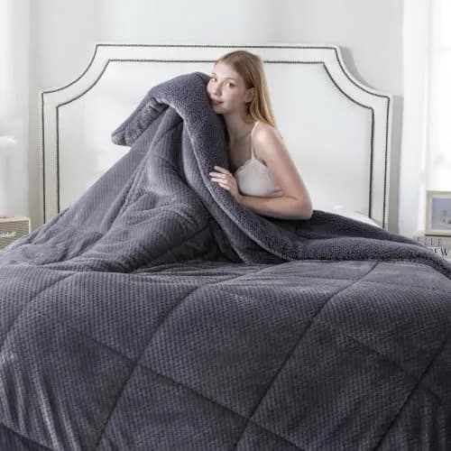 KASENTEX King Size Comforter | Reversible Sherpa & Plush Fleece | 104 x 90 in | OEKO-TEX Certified thumbnail 2