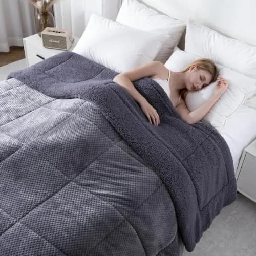 KASENTEX King Size Comforter | Reversible Sherpa & Plush Fleece | 104 x 90 in | OEKO-TEX Certified thumbnail 3