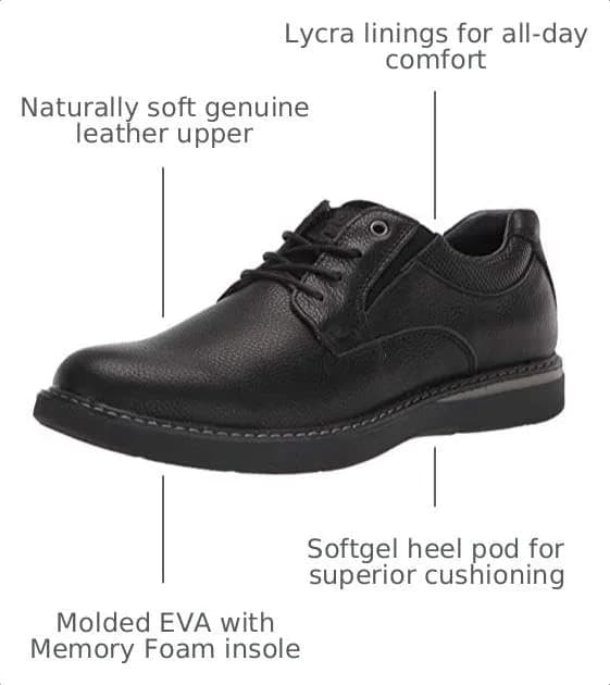 Nunn Bush Bayridge Plain Toe Oxford Black 12 M (D) | Classic Leather Dress Shoe for Men thumbnail 2