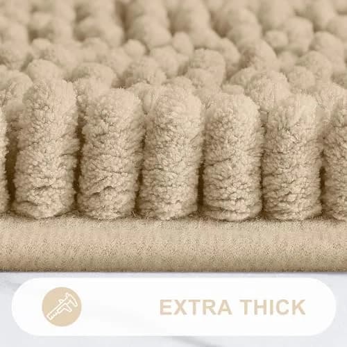 Grandaily Chenille Bathroom Rugs 30x20 | Soft Absorbent Bath Mat, Beige, Anti-Skid, Quick-Dry thumbnail 4