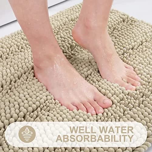 Grandaily Chenille Bathroom Rugs 30x20 | Soft Absorbent Bath Mat, Beige, Anti-Skid, Quick-Dry thumbnail 5