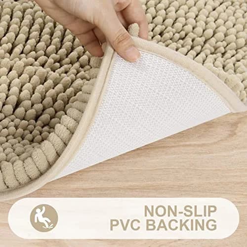 Grandaily Chenille Bathroom Rugs 30x20 | Soft Absorbent Bath Mat, Beige, Anti-Skid, Quick-Dry thumbnail 7