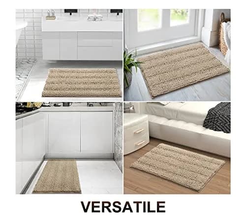 Grandaily Chenille Bathroom Rugs 30x20 | Soft Absorbent Bath Mat, Beige, Anti-Skid, Quick-Dry thumbnail 8