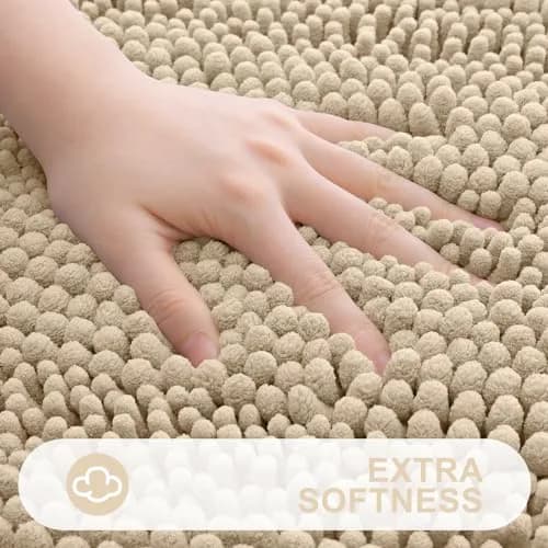 Grandaily Chenille Bathroom Rugs 30x20 | Soft Absorbent Bath Mat, Beige, Anti-Skid, Quick-Dry thumbnail 3