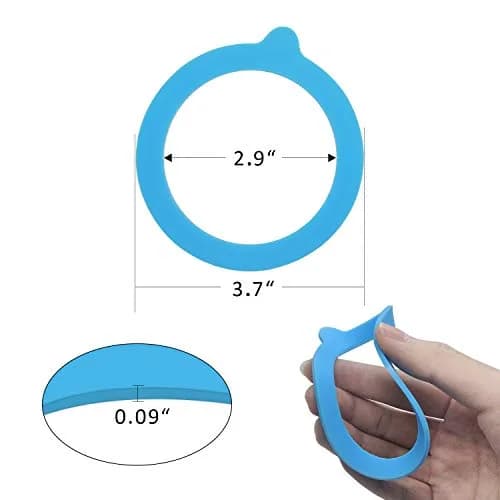 FCENDS Blue Silicone Replacement Gasket for Wide Mouth Mason Jars (12-Pack, 2.9" x 3.7" x 0.09") | Airtight & Leakproof Seals thumbnail 2