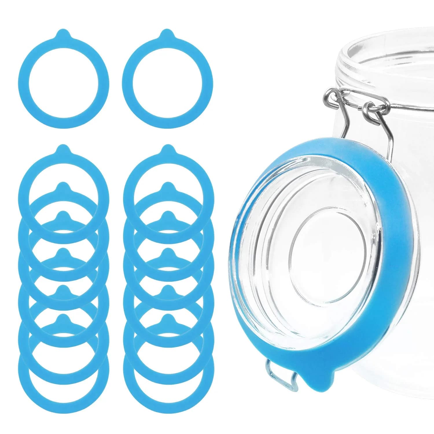 FCENDS Blue Silicone Replacement Gasket for Wide Mouth Mason Jars (12-Pack, 2.9" x 3.7" x 0.09") | Airtight & Leakproof Seals - main product image
