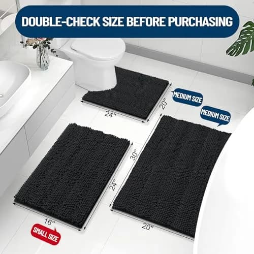 Grandaily Chenille Bathroom Rugs 30x20 | Soft Absorbent Bath Mat for Bathroom Comfort thumbnail 2