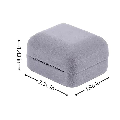 Omeet LED Velvet Ring Box for Proposal, Engagement, Wedding, Slim - Grey | Compact Jewelry Storage Case thumbnail 2