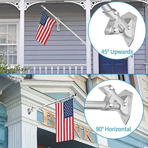 ZMTECH 6 FT Stainless Steel Flag Pole Kit with Upgraded Bracket & Tangle Free Rings | Adjustable Residential & Commercial Use thumbnail 4
