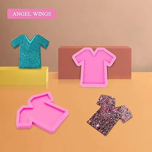 Angel Wings T-shirt Shape Keychain Silicone Mold for Fondant & Desserts | 10 cm x 30.1 cm (3.9 in x 11.8 in) thumbnail 5