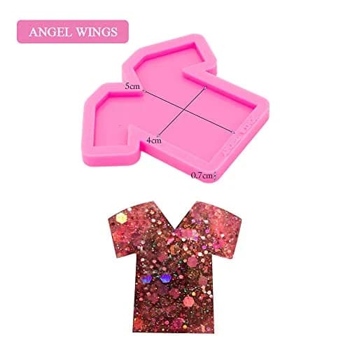 Angel Wings T-shirt Shape Keychain Silicone Mold for Fondant & Desserts | 10 cm x 30.1 cm (3.9 in x 11.8 in) thumbnail 2