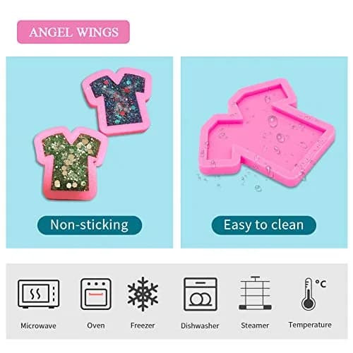 Angel Wings T-shirt Shape Keychain Silicone Mold for Fondant & Desserts | 10 cm x 30.1 cm (3.9 in x 11.8 in) thumbnail 3