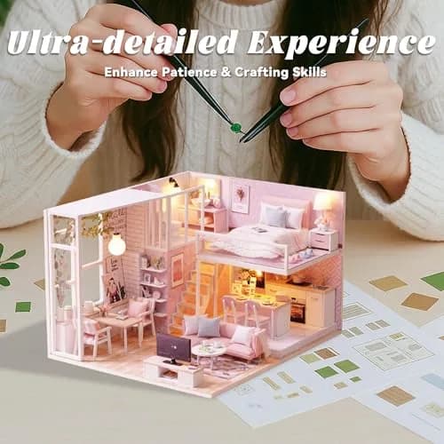 Flever Tranquil Life DIY Miniature Dollhouse Kit with Loft Apartment Scene, 1:32 Scale | 18-24 Hour Assembly thumbnail 6