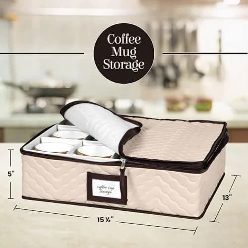 HOLDN’ STORAGE 5-Piece China Storage Container Set for 12 Place Settings | Quilted Microfiber with Dividers thumbnail 5