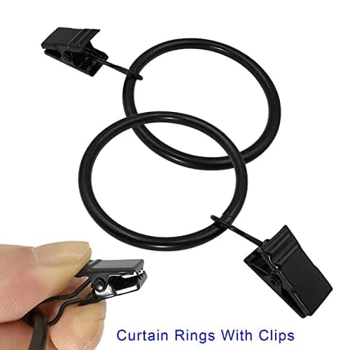 LLPJS Curtain Rings with Clips 1.5 inch ID | 20 Pack Black Durable Metal thumbnail 4