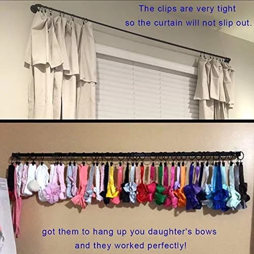LLPJS Curtain Rings with Clips 1.5 inch ID | 20 Pack Black Durable Metal thumbnail 5