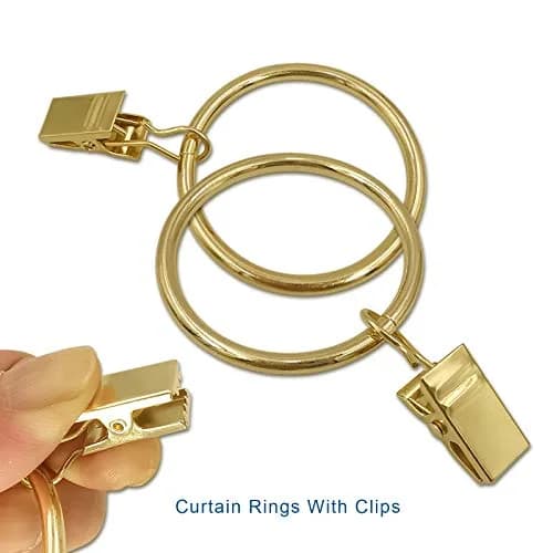 LLPJS Curtain Rings with Clips 1.5 inch ID | Gold 60 Pack for Elegant Drapery (70-120 chars) thumbnail 4
