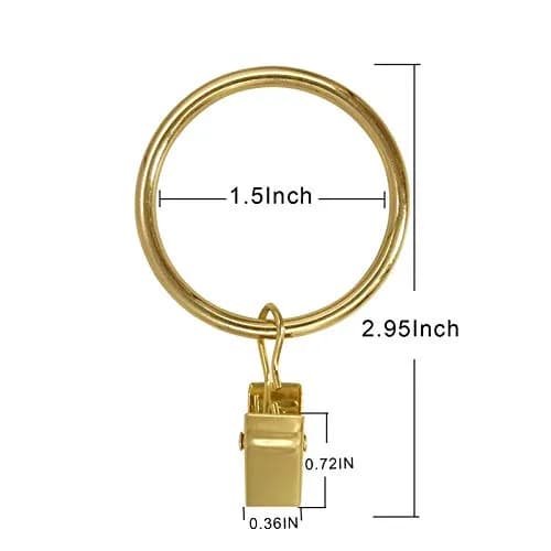 LLPJS Curtain Rings with Clips 1.5 inch ID | Gold, Set of 20, Durable & Elegant thumbnail 2
