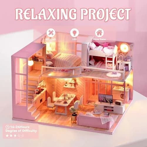 Flever Dream Angel DIY Dollhouse Miniature Kit 24cm (9.6") | 1:32 Scale Craft Model for Ages 14+ thumbnail 6