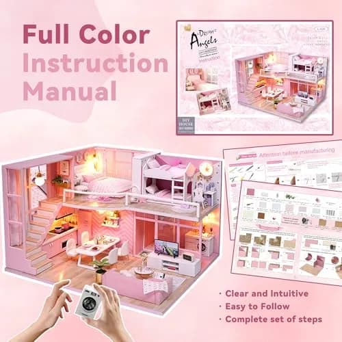 Flever Dream Angel DIY Dollhouse Miniature Kit 24cm (9.6") | 1:32 Scale Craft Model for Ages 14+ thumbnail 7
