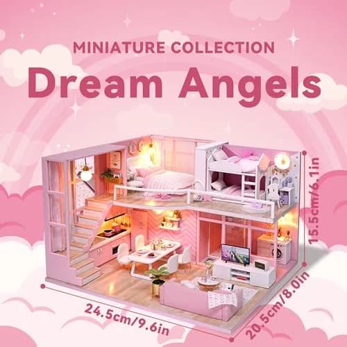 Flever Dream Angel DIY Dollhouse Miniature Kit 24cm (9.6") | 1:32 Scale Craft Model for Ages 14+ thumbnail 2