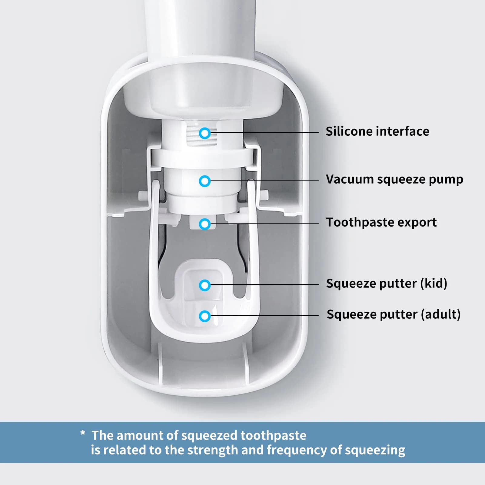 MOPMS Automatic Toothpaste Dispenser Grey | Hygienic Hands-Free Squeeze for Kids & Adults - view 6