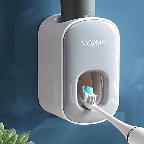MOPMS Automatic Toothpaste Dispenser Grey | Hygienic Hands-Free Squeeze for Kids & Adults thumbnail 1