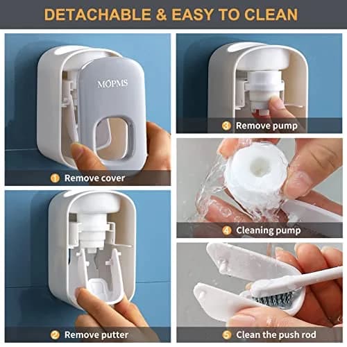 MOPMS Automatic Toothpaste Dispenser Grey | Hygienic Hands-Free Squeeze for Kids & Adults thumbnail 7