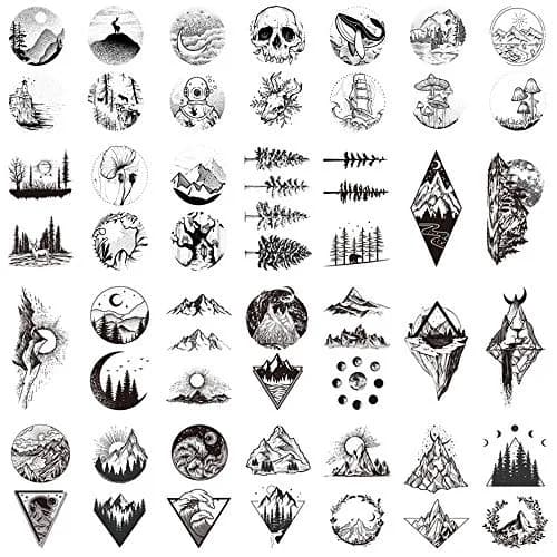 glaryyears 30pcs Realistic Mountain Space Temporary Tattoos | Waterproof, Skin-Friendly, Vibrant Designs for Festivals & Parties thumbnail 1