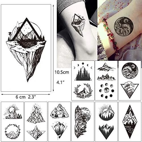 glaryyears 30pcs Realistic Mountain Space Temporary Tattoos | Waterproof, Skin-Friendly, Vibrant Designs for Festivals & Parties thumbnail 4