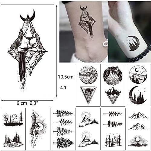 glaryyears 30pcs Realistic Mountain Space Temporary Tattoos | Waterproof, Skin-Friendly, Vibrant Designs for Festivals & Parties thumbnail 5