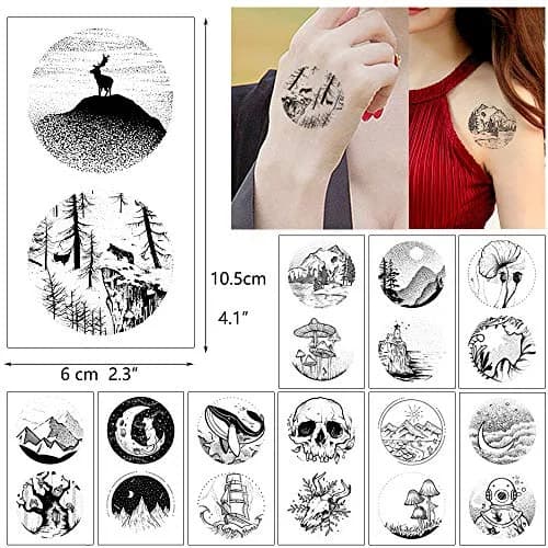 glaryyears 30pcs Realistic Mountain Space Temporary Tattoos | Waterproof, Skin-Friendly, Vibrant Designs for Festivals & Parties thumbnail 3