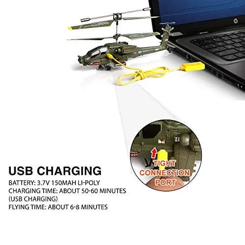 POCO DIVO Apache AH-64 Helicopter RC Flight Infrared 3CH Gyro Military Model | 8.7" L x 2.8" W x 3.7" H | 190mm Main Rotor thumbnail 7