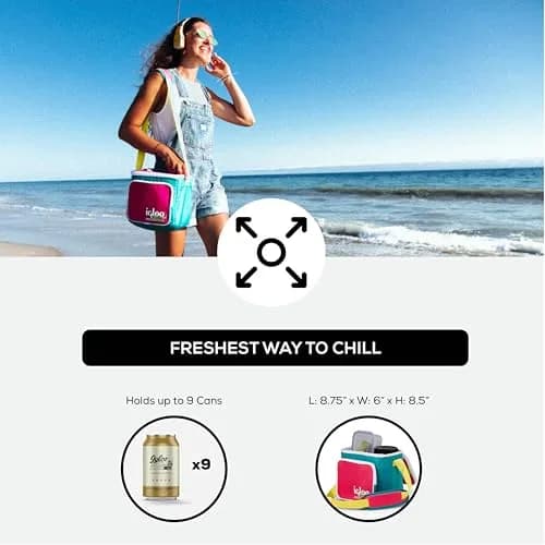 Igloo Retro Collection Square Lunch Bag with Leakproof Insulation, 9 Can Capacity, Neon Color thumbnail 2