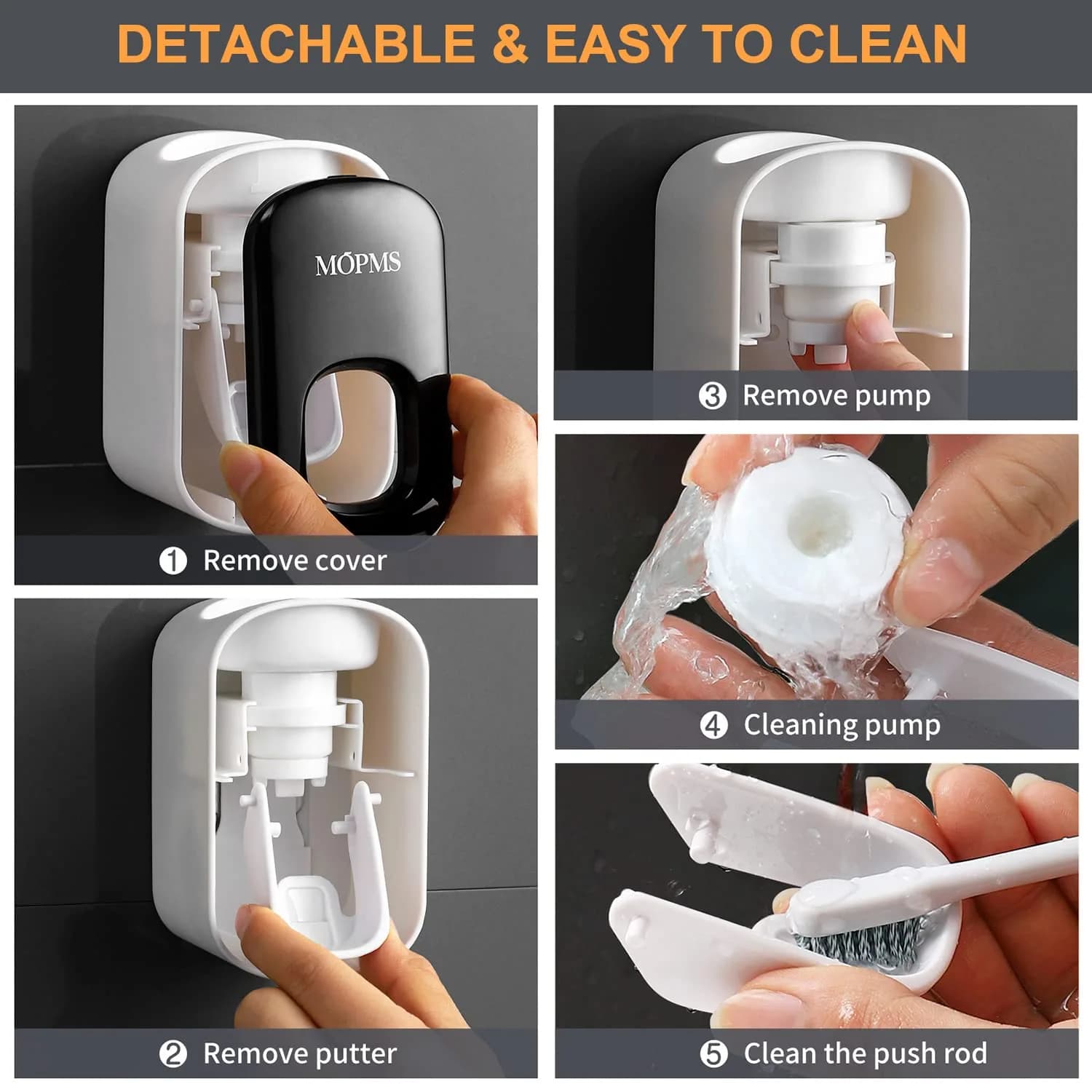 MOPMS Automatic Toothpaste Dispenser Black 1Pc | Hands-Free Squeeze for Kids & Adults - view 5