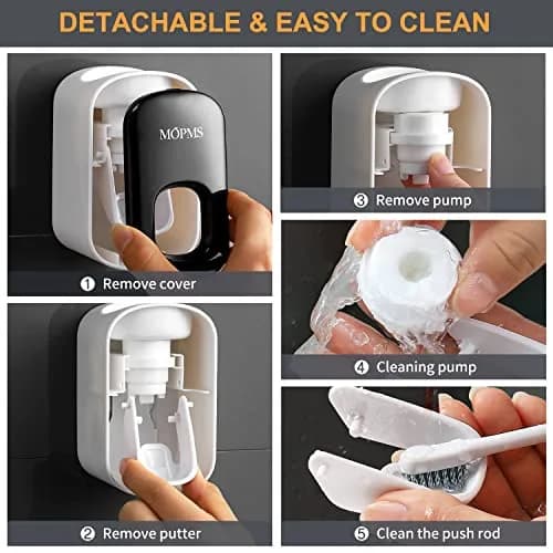 MOPMS Automatic Toothpaste Dispenser Black 1Pc | Hands-Free Squeeze for Kids & Adults thumbnail 5