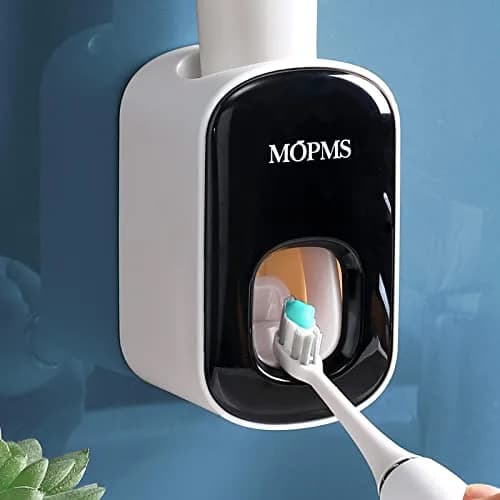 MOPMS Automatic Toothpaste Dispenser Black 1Pc | Hands-Free Squeeze for Kids & Adults thumbnail 1