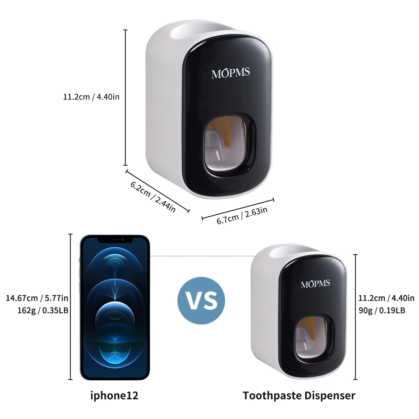 MOPMS Automatic Toothpaste Dispenser Black 1Pc | Hands-Free Squeeze for Kids & Adults - view 8