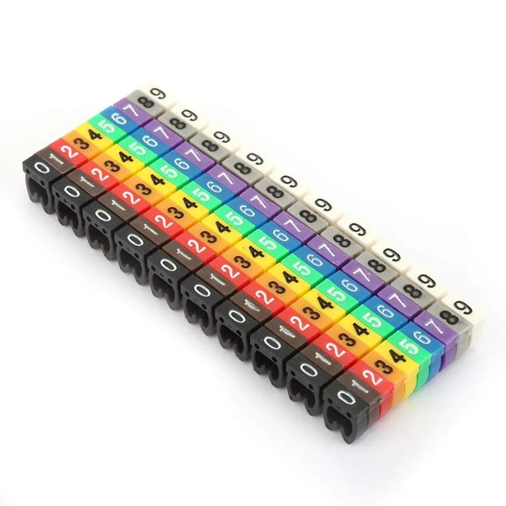 Fafeicy Clip on Wire Markers 150PCS | Colorful Cable Number Labels for Marking Wires — 100PCS KCM-4MM 4 square