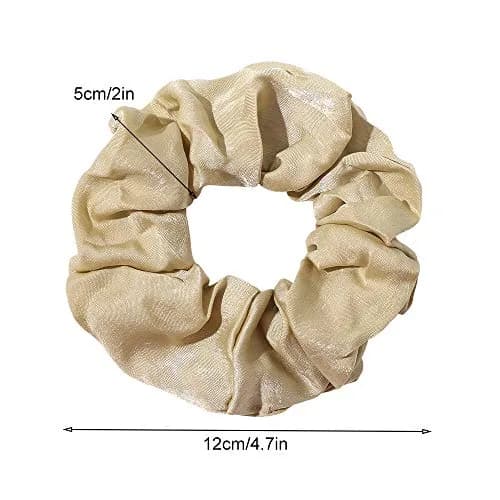 Ivyu Silk Satin Scrunchies for Women - 4-Pack, Gray Dark Green Light Green Beige | Gentle Hold for All Hair Types thumbnail 5