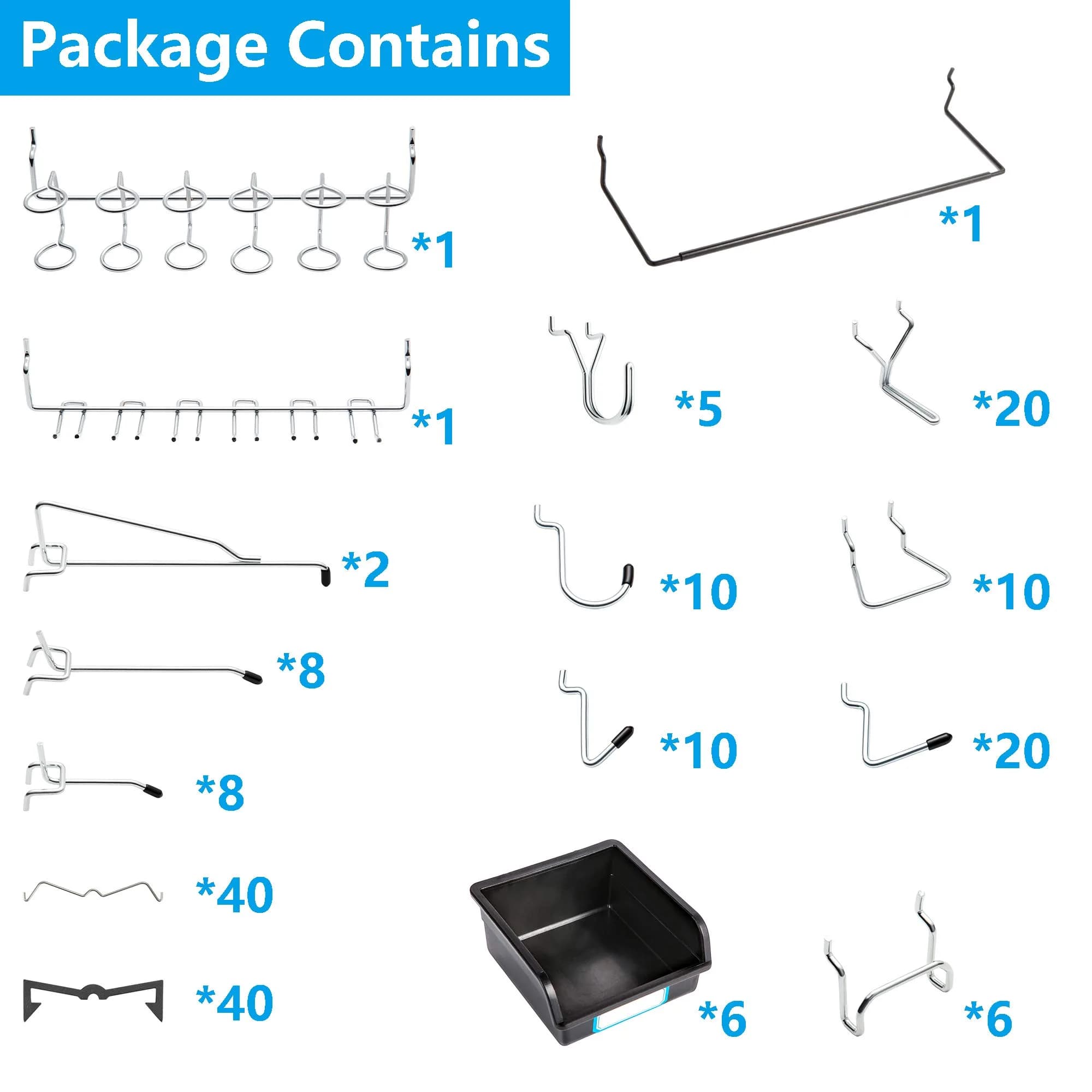 FRIMOONY 188-Piece Pegboard Hooks Assortment with Bins & 80 Locks - view 2