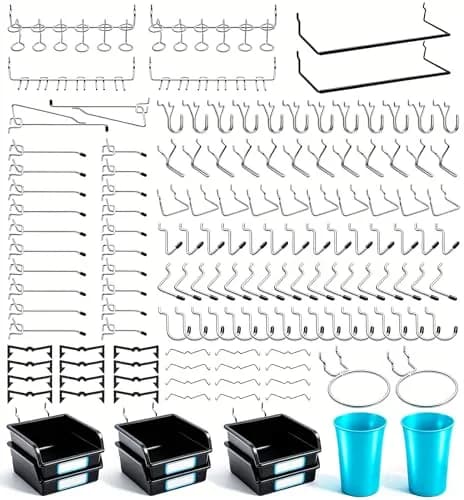FRIMOONY Pegboard Hooks with Bins & Locks, 204 PCS (80 Locks) | Organize Tools & Supplies thumbnail 1