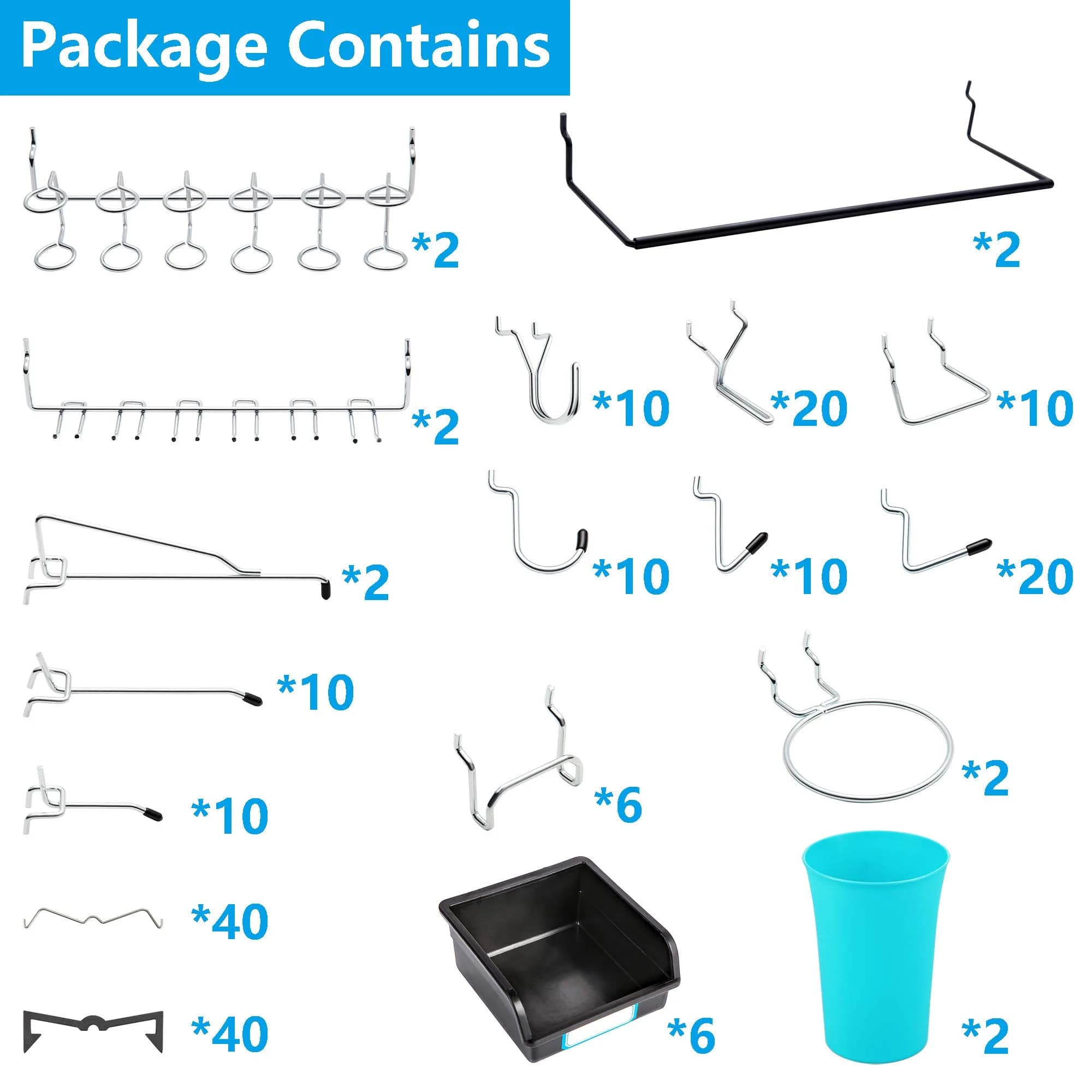 FRIMOONY Pegboard Hooks with Bins & Locks, 204 PCS (80 Locks) | Organize Tools & Supplies - view 2