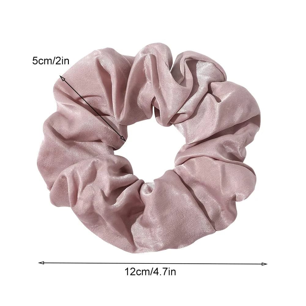 Ivyu Silk Satin Scrunchies - No Crease Hair Ties for Women, Thick Hair Ponytail Holders with Soft Elastic Bands (4 Count, Gray Pink Light Pink Light Purple) - view 5