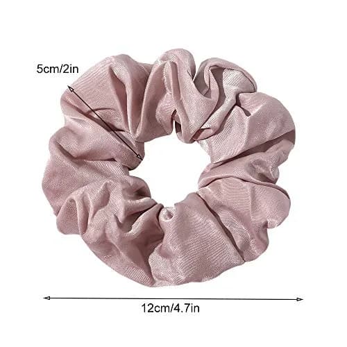 Ivyu Silk Satin Scrunchies - No Crease Hair Ties for Women, Thick Hair Ponytail Holders with Soft Elastic Bands (4 Count, Gray Pink Light Pink Light Purple) thumbnail 5