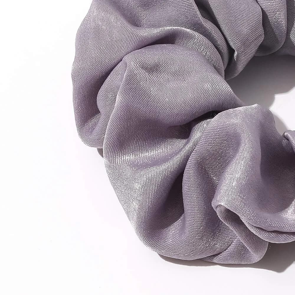 Ivyu Silk Satin Scrunchies - No Crease Hair Ties for Women, Thick Hair Ponytail Holders with Soft Elastic Bands (4 Count, Gray Pink Light Pink Light Purple) - view 7