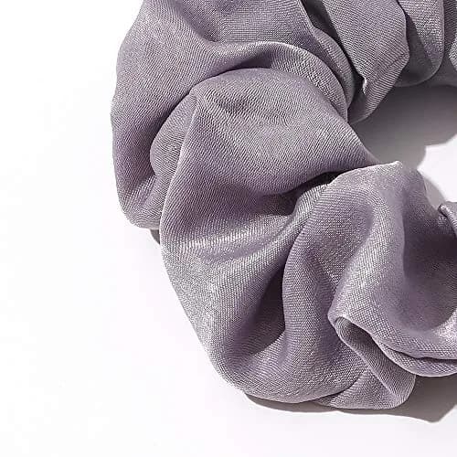 Ivyu Silk Satin Scrunchies - No Crease Hair Ties for Women, Thick Hair Ponytail Holders with Soft Elastic Bands (4 Count, Gray Pink Light Pink Light Purple) thumbnail 7