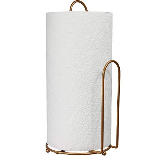 Blue Donuts Paper Towel Holder - Farmhouse Design, Gold Finish, 13.5 in x 6 in | Easy One-Handed Tear thumbnail 1