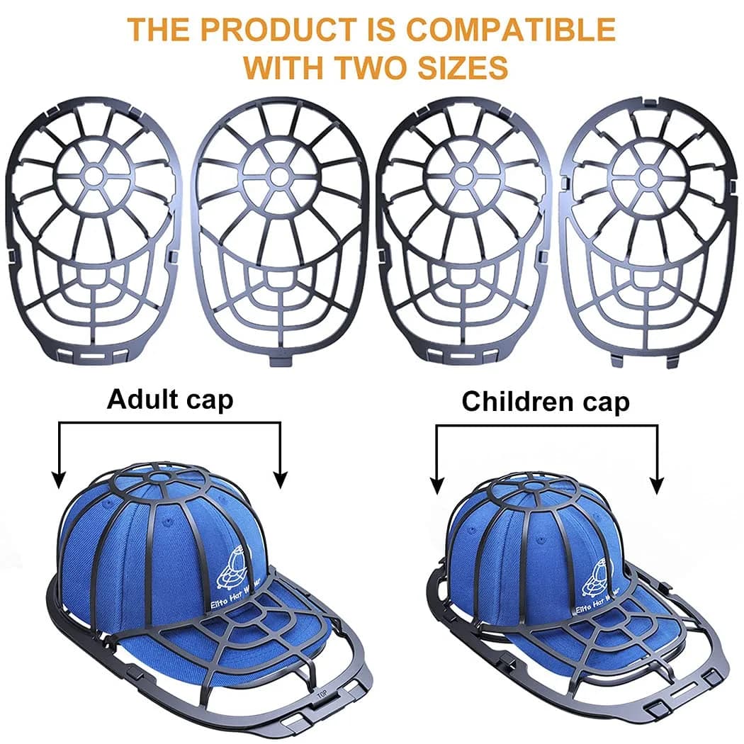 Eiito Baseball Cap Washer Cage with Mesh Bag - 2 Pack (4 Pieces Total), Black - Keep Your Caps in Shape! - view 2